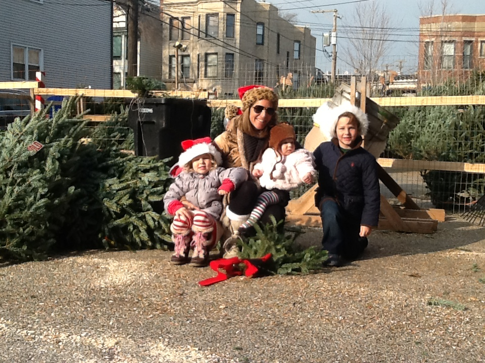 family buying a christmas tree